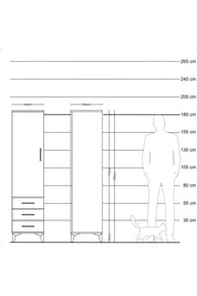 Hyperion Dolap 2 Raflı 3 Çekmeceli Tek Kapaklı 44x44x182 Çam-Antrasit