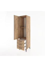 Hyperion Dolap 2 Raflı 3 Çekmeceli Tek Kapaklı 44x44x182 Çam-Çam