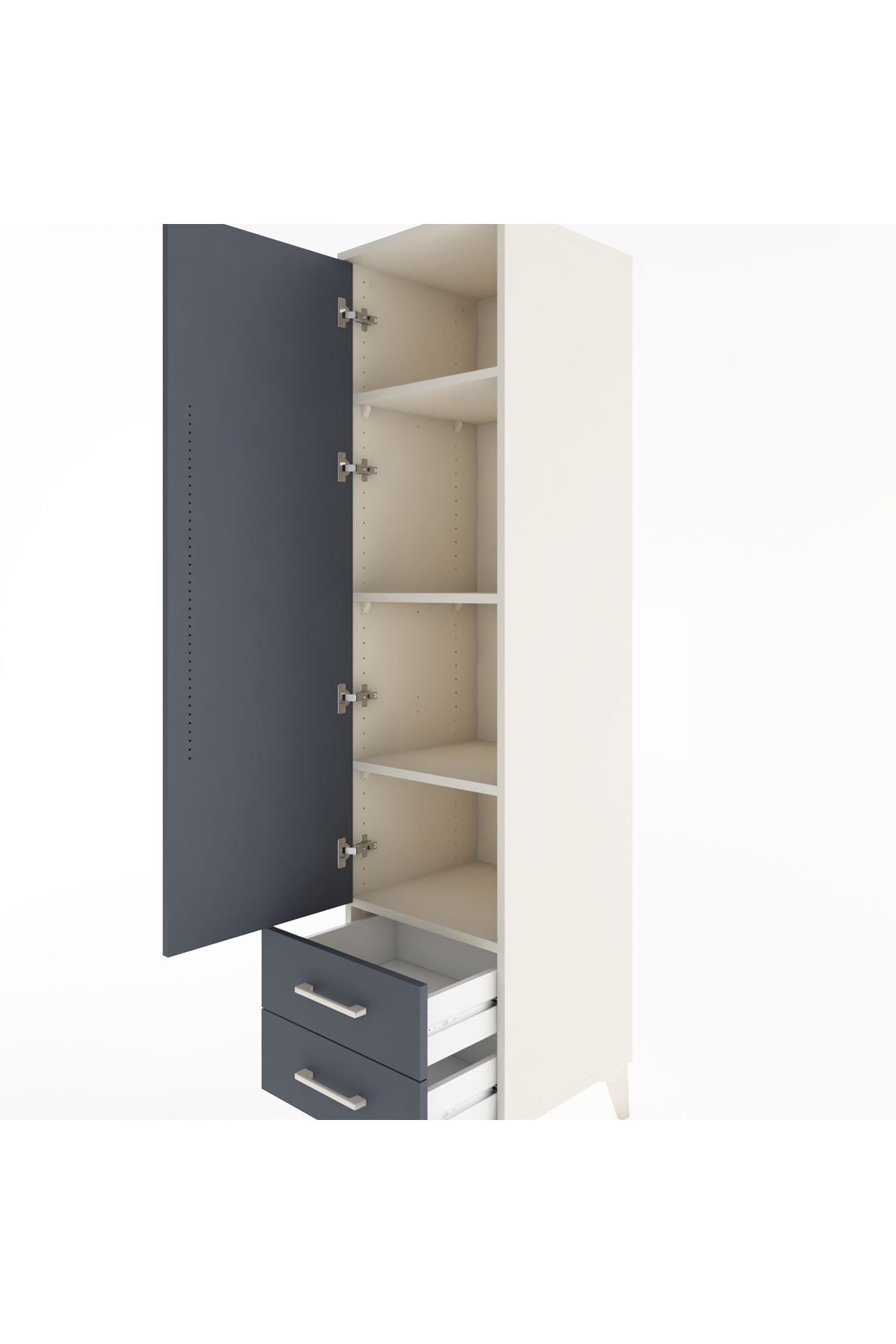 Hyperion Dolap 4 Raflı 2 Çekmeceli Tek Kapaklı 44x44x182 - S55M007V2B