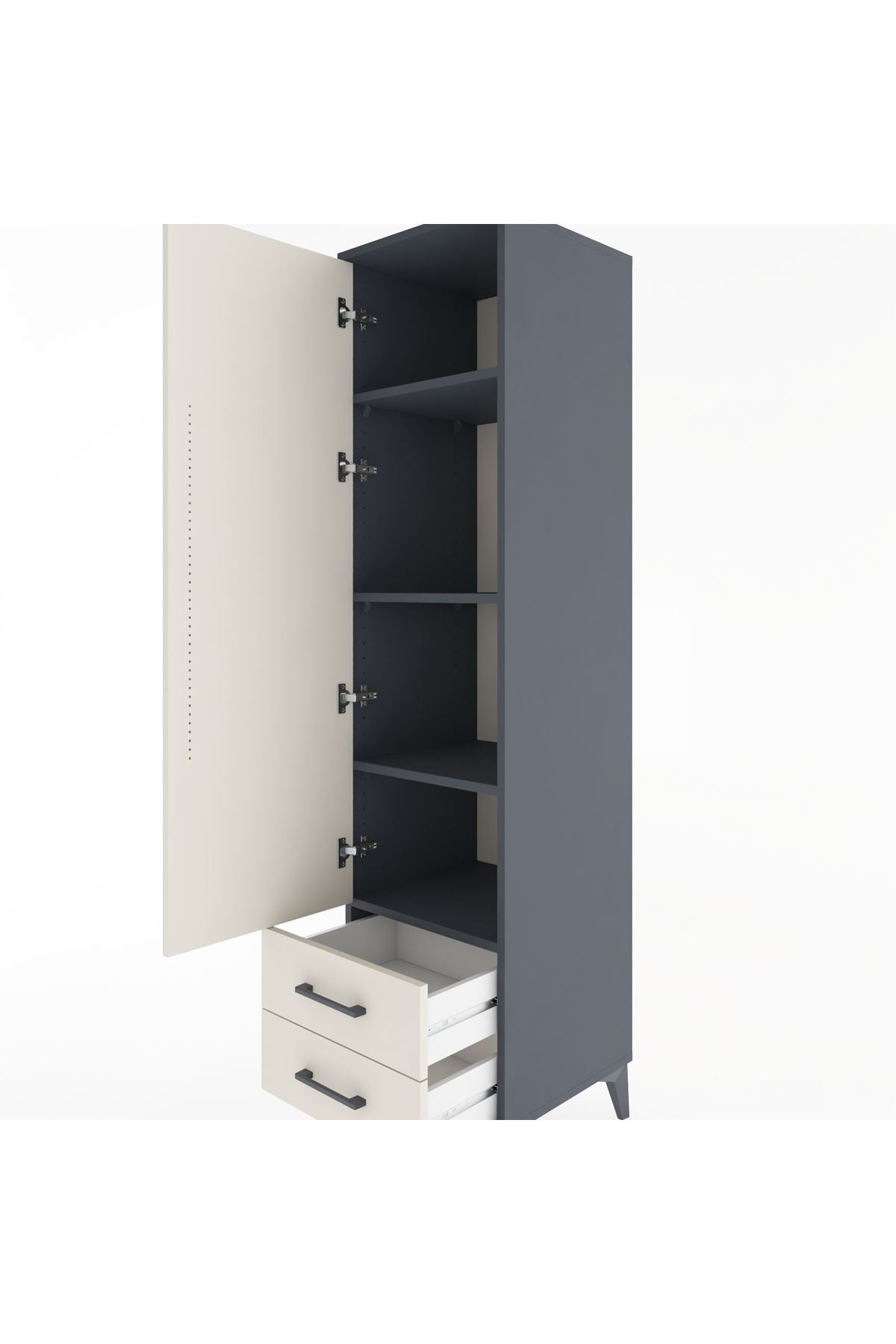Hyperion Dolap 4 Raflı 2 Çekmeceli Tek Kapaklı 44x44x182 - S55M007V4B