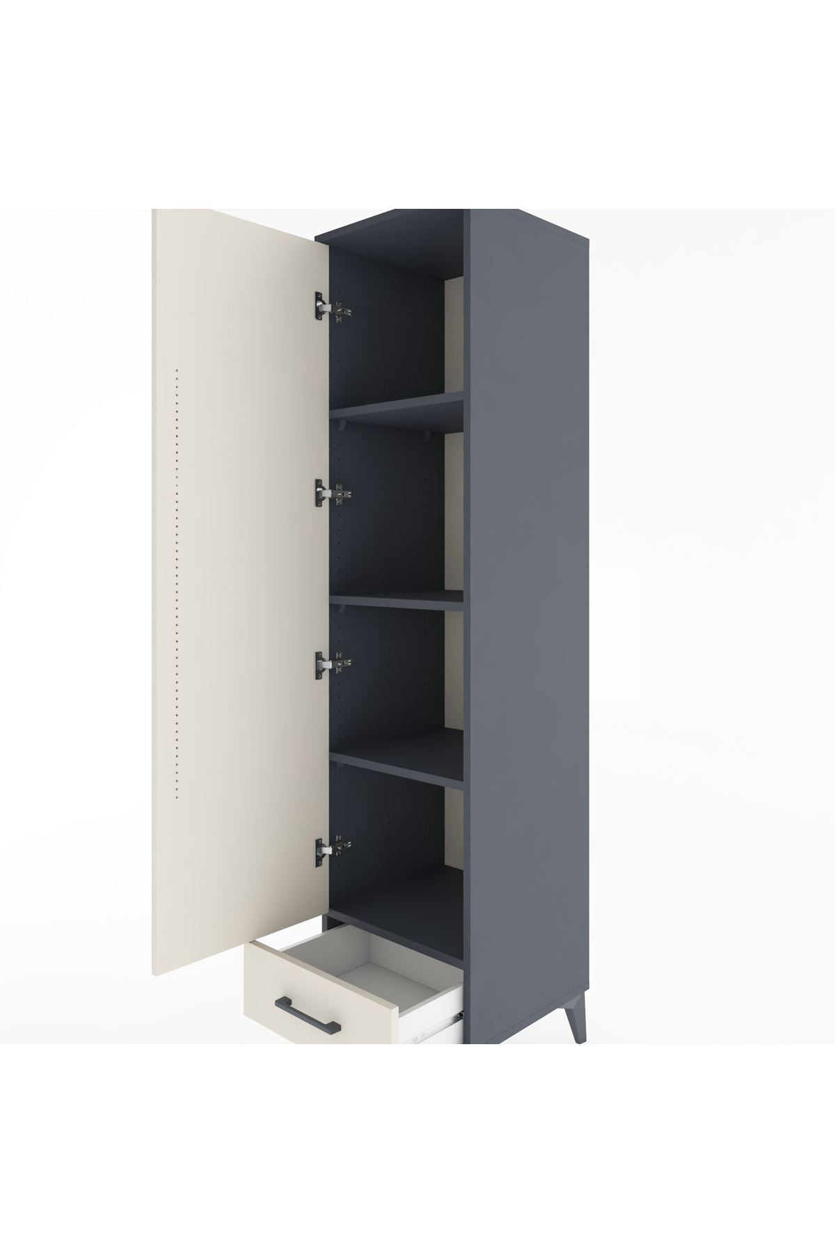 Hyperion Dolap 4 Raflı Tek Çekmeceli Tek Kapaklı 44x44x182 - S55M008V4B