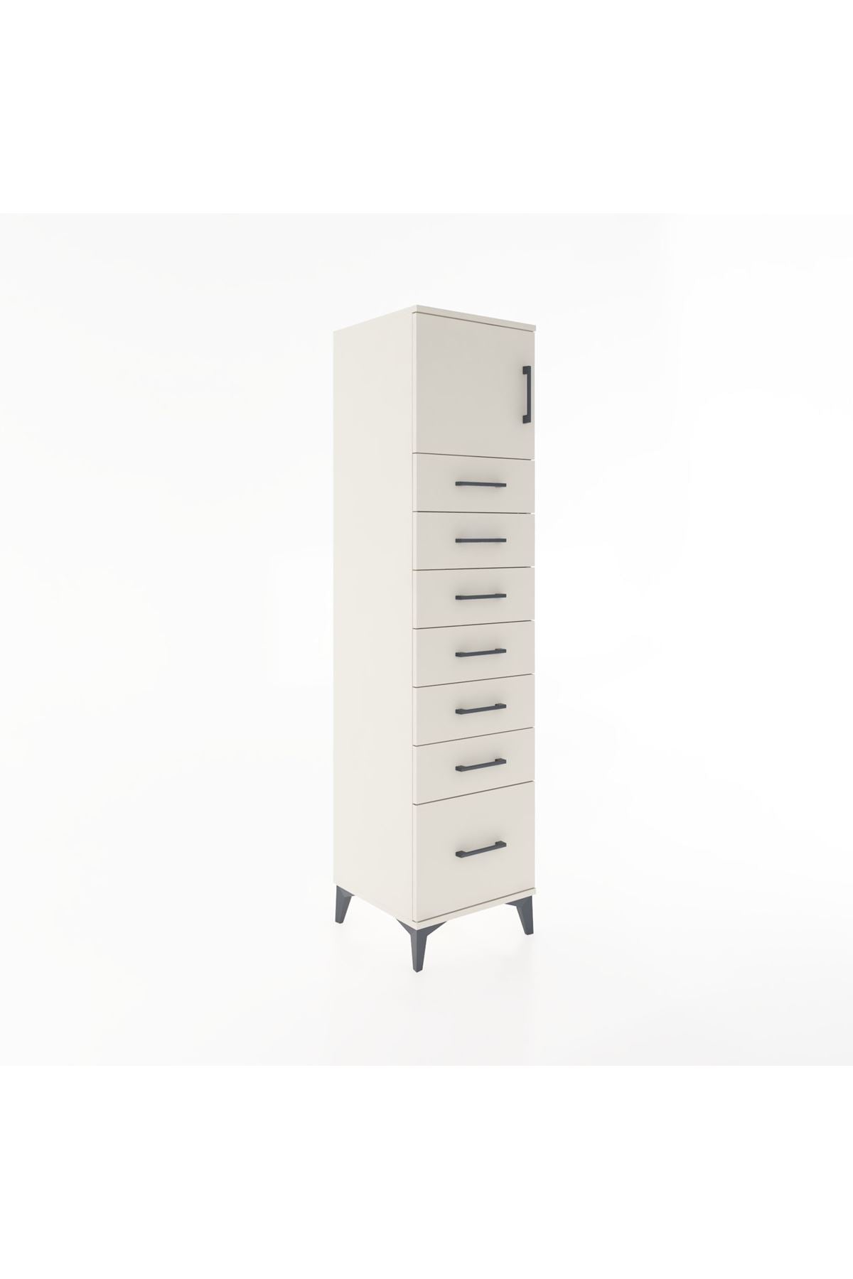 Hyperion Dolap Tek Raflı 7 Çekmeceli Tek Kapaklı 44x44x182 Aytaşı-Aytaşı