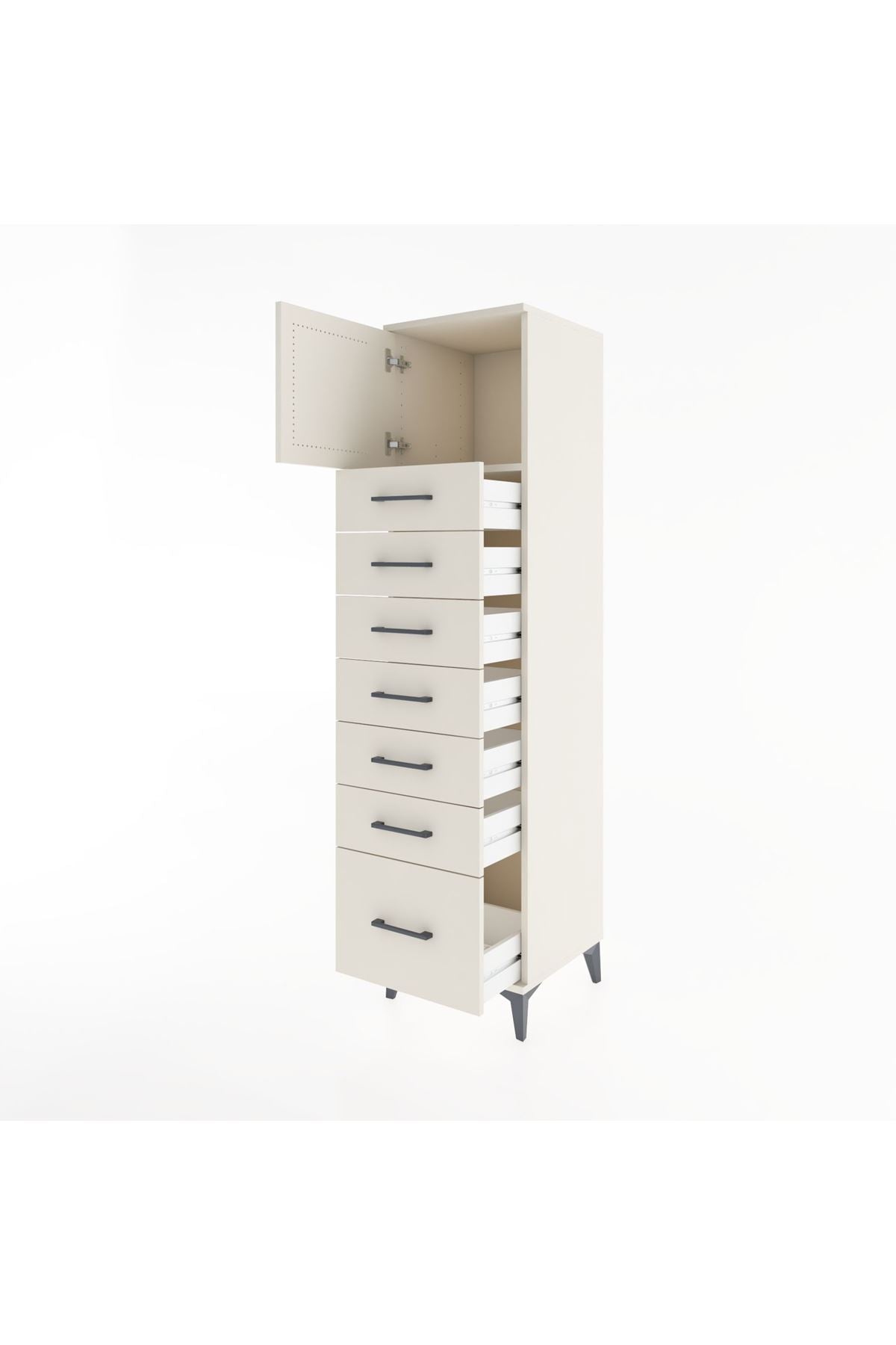 Hyperion Dolap Tek Raflı 7 Çekmeceli Tek Kapaklı 44x44x182 Aytaşı-Aytaşı