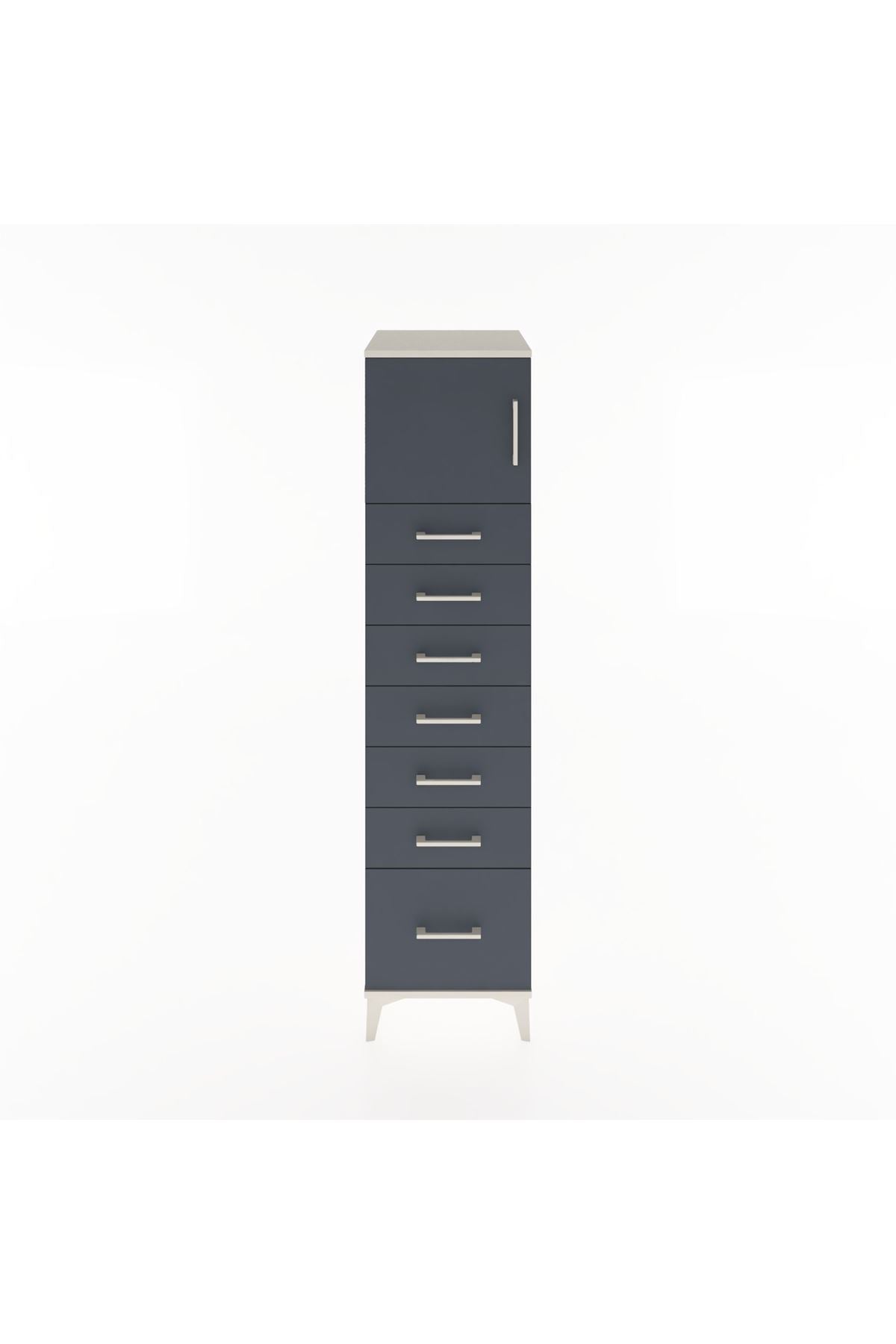 Hyperion Dolap Tek Raflı 7 Çekmeceli Tek Kapaklı 44x44x182 Aytaşı-Antrasit