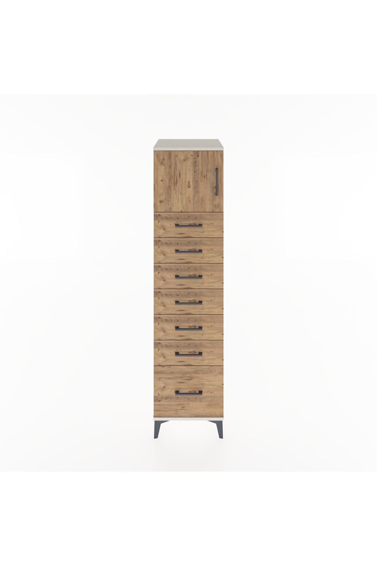 Hyperion Dolap Tek Raflı 7 Çekmeceli Tek Kapaklı 44x44x182 Aytaşı-Çam
