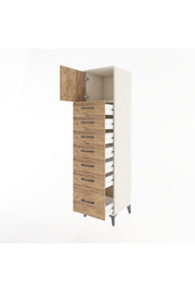 Hyperion Dolap Tek Raflı 7 Çekmeceli Tek Kapaklı 44x44x182 Aytaşı-Çam
