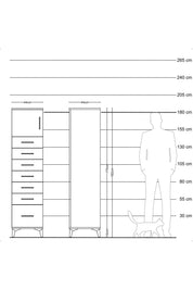 Hyperion Dolap Tek Raflı 7 Çekmeceli Tek Kapaklı 44x44x182 Aytaşı-Çam