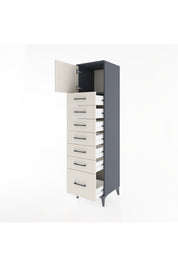 Hyperion Dolap Tek Raflı 7 Çekmeceli Tek Kapaklı 44x44x182 Antrasit-Aytaşı