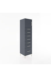 Hyperion Dolap Tek Raflı 7 Çekmeceli Tek Kapaklı 44x44x182 Antrasit-Antrasit
