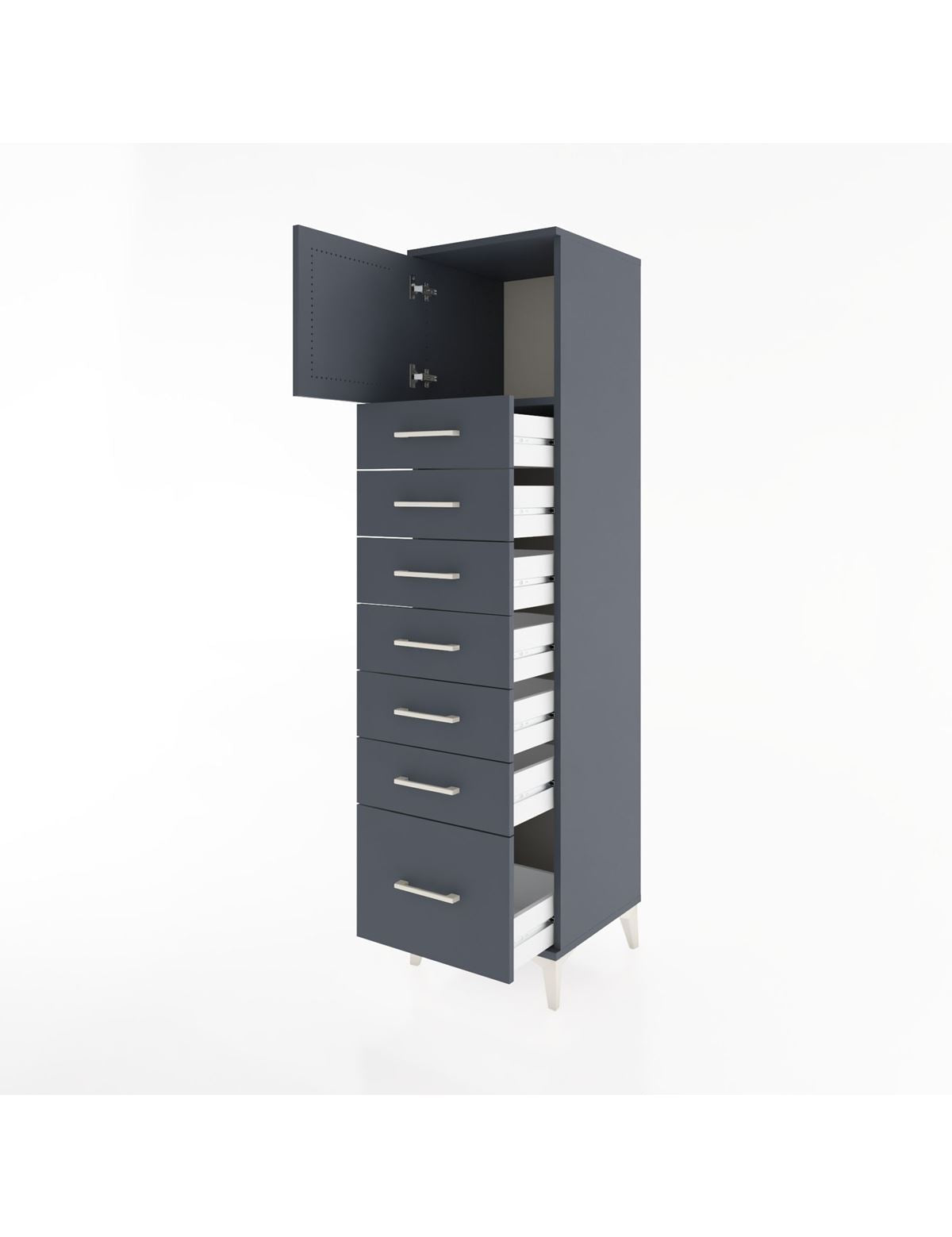 Hyperion Dolap Tek Raflı 7 Çekmeceli Tek Kapaklı 44x44x182 - S55M010V5B