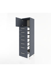 Hyperion Dolap Tek Raflı 7 Çekmeceli Tek Kapaklı 44x44x182 Antrasit-Antrasit