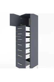 Hyperion Dolap Tek Raflı 7 Çekmeceli Tek Kapaklı 44x44x182 Antrasit-Antrasit