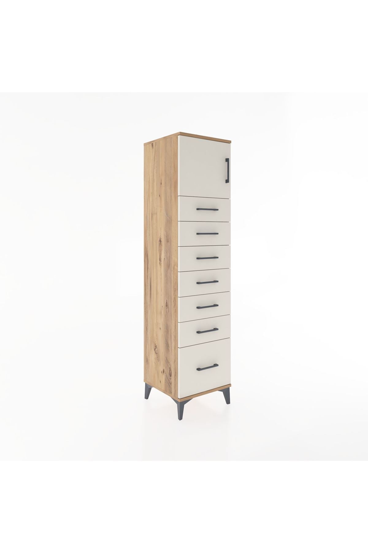 Hyperion Dolap Tek Raflı 7 Çekmeceli Tek Kapaklı 44x44x182 Çam-Aytaşı