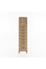 Hyperion Dolap Tek Raflı 7 Çekmeceli Tek Kapaklı 44x44x182 Çam-Çam