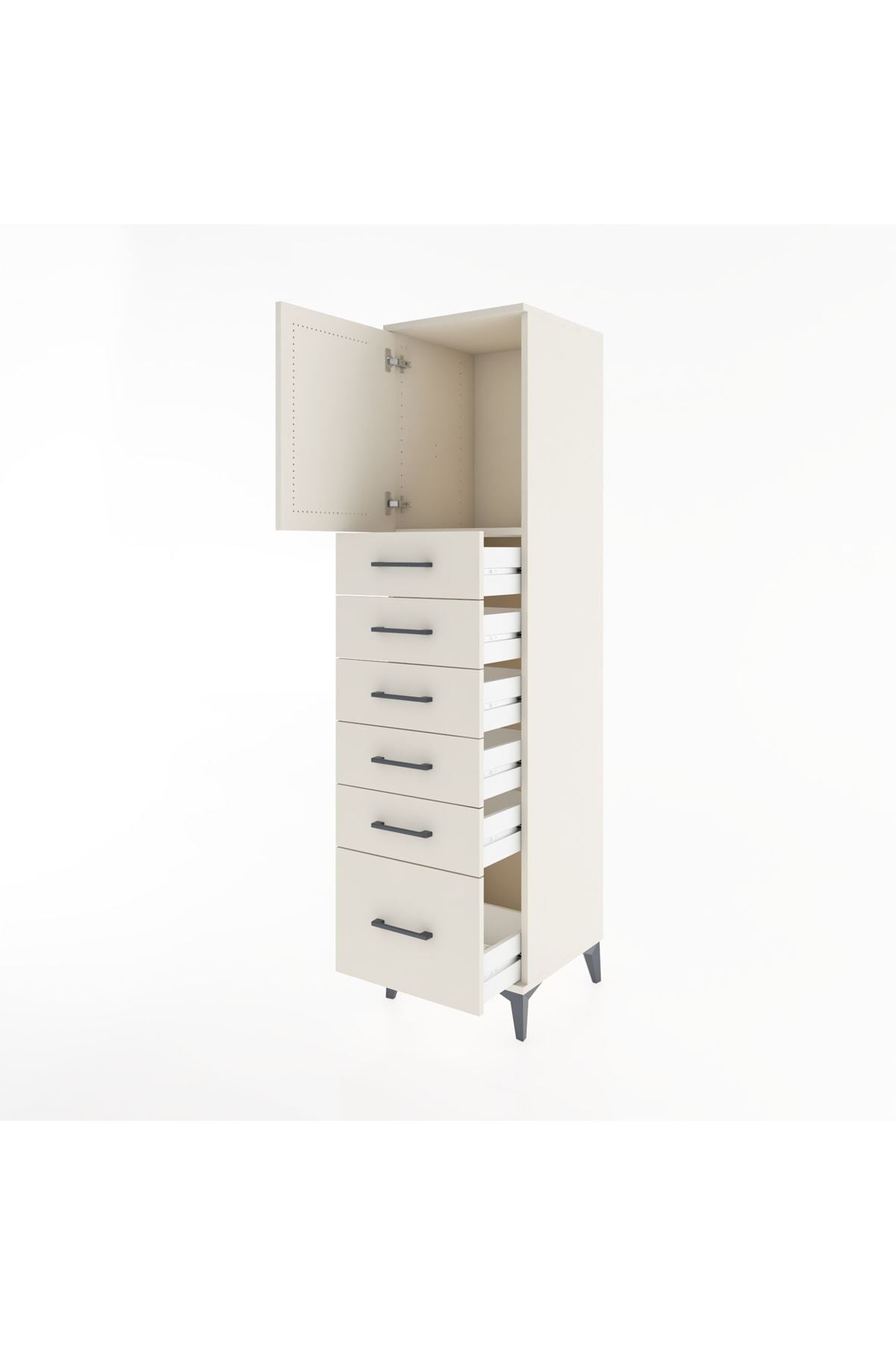 Hyperion Dolap Tek Raflı 6 Çekmeceli Tek Kapaklı 44x44x182 Aytaşı-Aytaşı