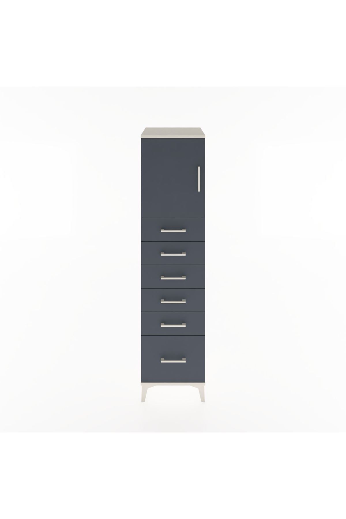 Hyperion Dolap Tek Raflı 6 Çekmeceli Tek Kapaklı 44x44x182 Aytaşı-Antrasit