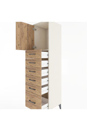 Hyperion Dolap Tek Raflı 6 Çekmeceli Tek Kapaklı 44x44x182 Aytaşı-Çam