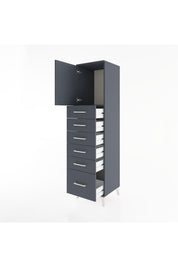 Hyperion Dolap Tek Raflı 6 Çekmeceli Tek Kapaklı 44x44x182 Antrasit-Antrasit