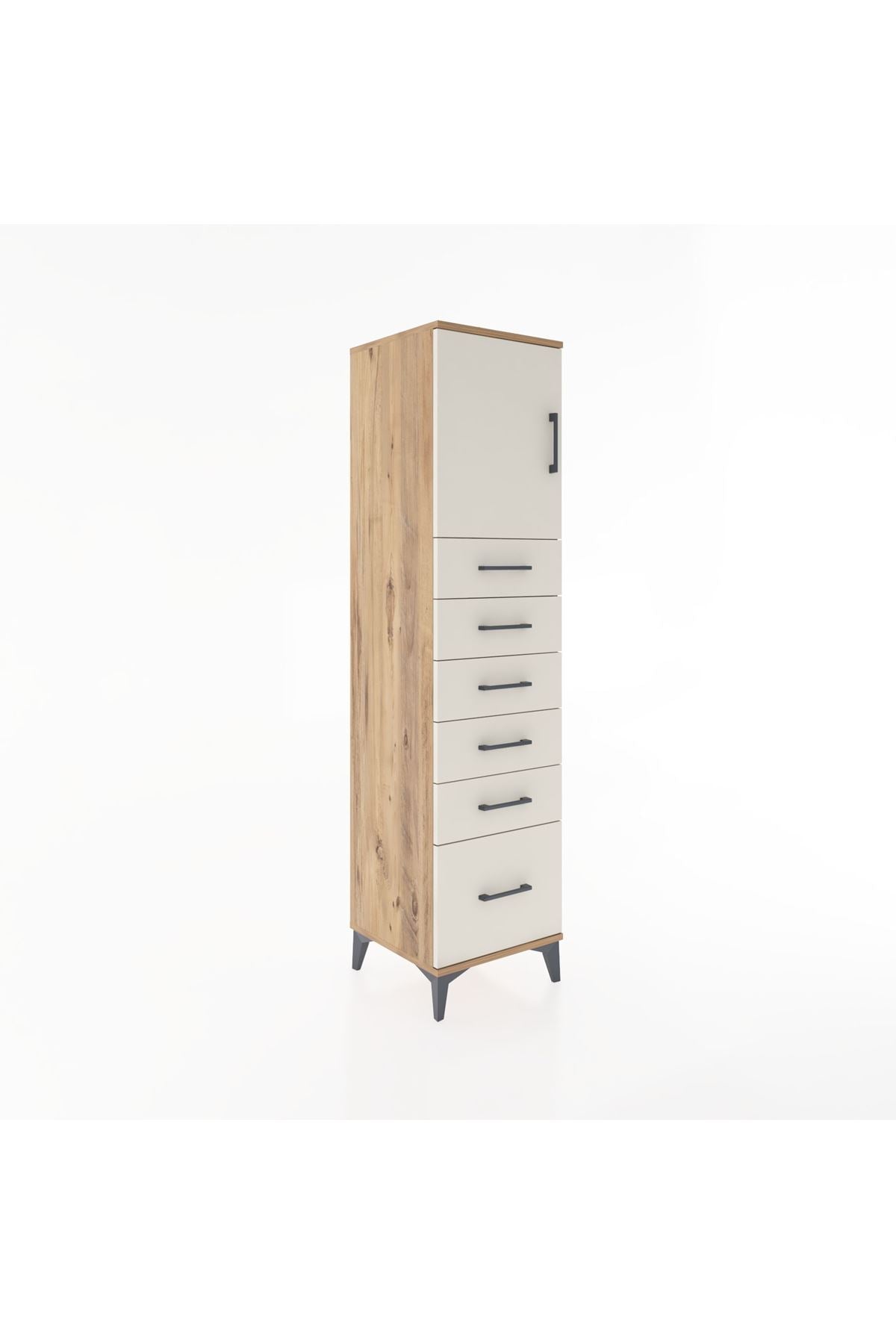 Hyperion Dolap Tek Raflı 6 Çekmeceli Tek Kapaklı 44x44x182 Çam-Aytaşı