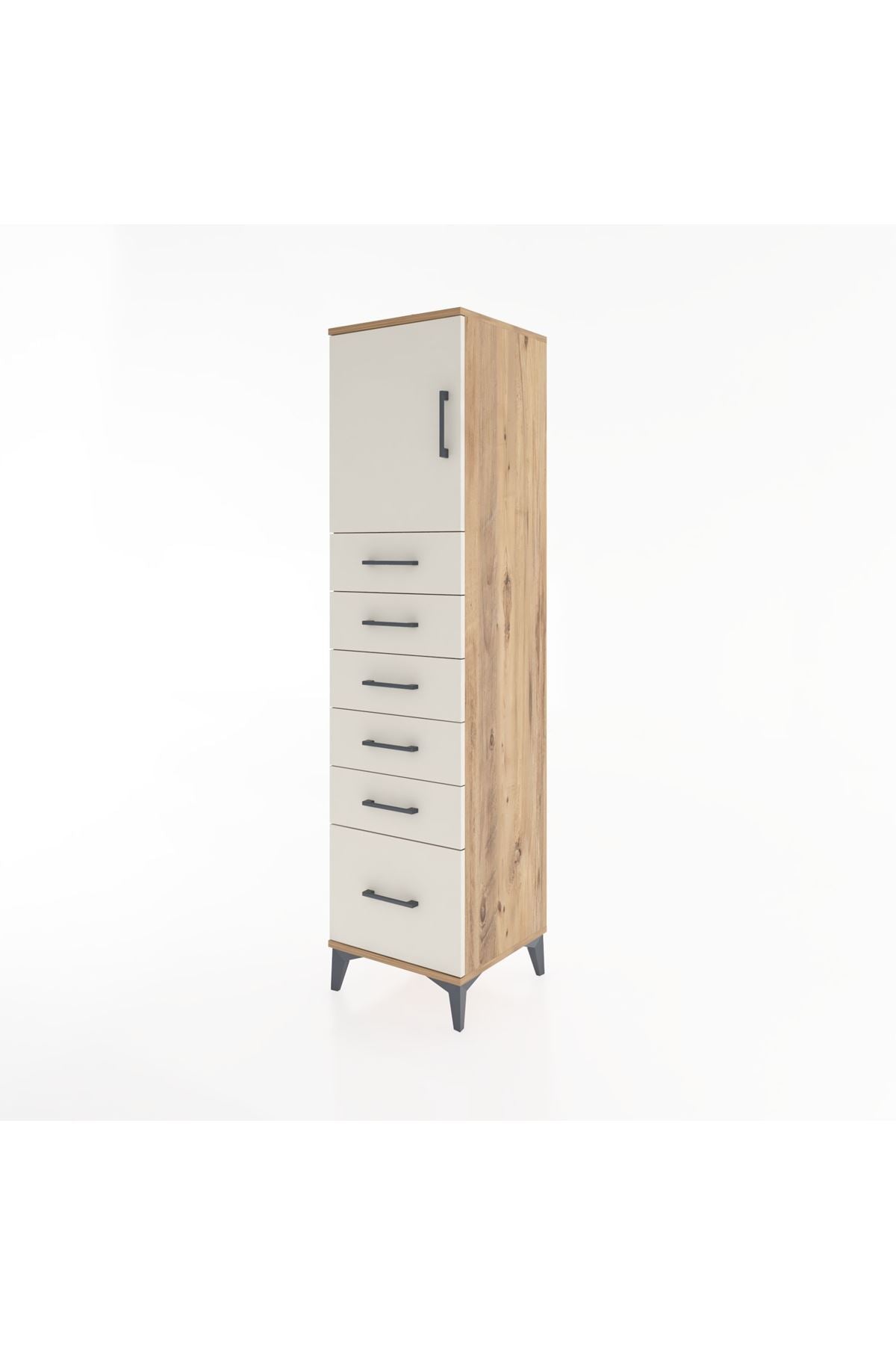 Hyperion Dolap Tek Raflı 6 Çekmeceli Tek Kapaklı 44x44x182 Çam-Aytaşı