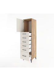Hyperion Dolap Tek Raflı 6 Çekmeceli Tek Kapaklı 44x44x182 Çam-Aytaşı