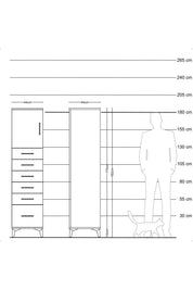 Hyperion Dolap Tek Raflı 6 Çekmeceli Tek Kapaklı 44x44x182 Çam-Aytaşı