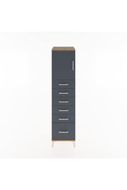 Hyperion Dolap Tek Raflı 6 Çekmeceli Tek Kapaklı 44x44x182 Çam-Antrasit