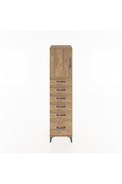 Hyperion Dolap Tek Raflı 6 Çekmeceli Tek Kapaklı 44x44x182 Çam-Çam