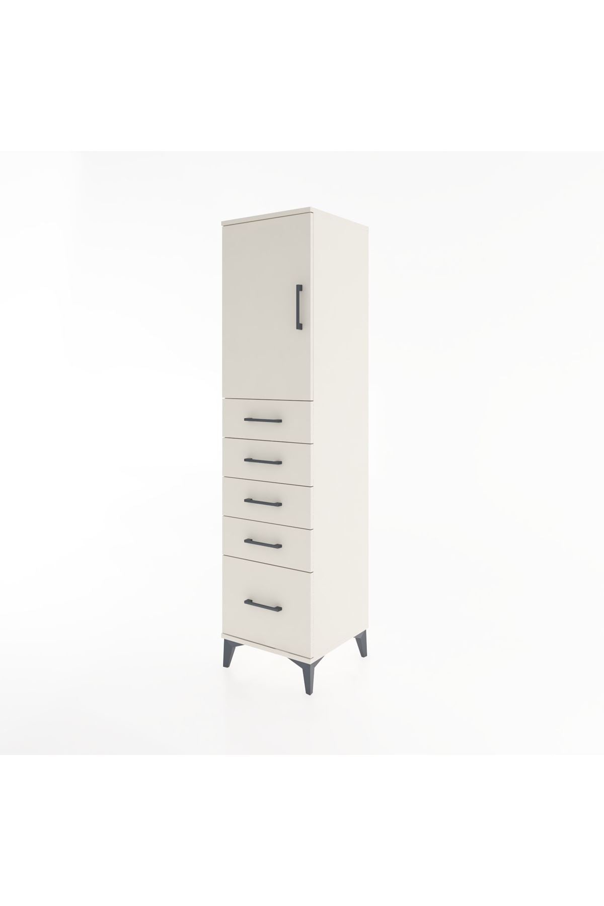 Hyperion Dolap Tek Raflı 5 Çekmeceli Tek Kapaklı 44x44x182 Aytaşı-Aytaşı