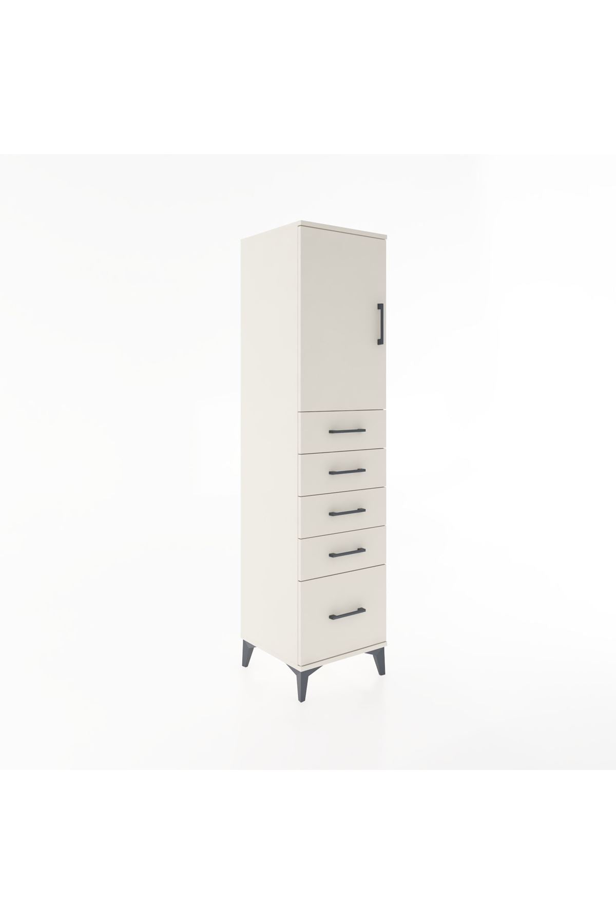 Hyperion Dolap Tek Raflı 5 Çekmeceli Tek Kapaklı 44x44x182 Aytaşı-Aytaşı