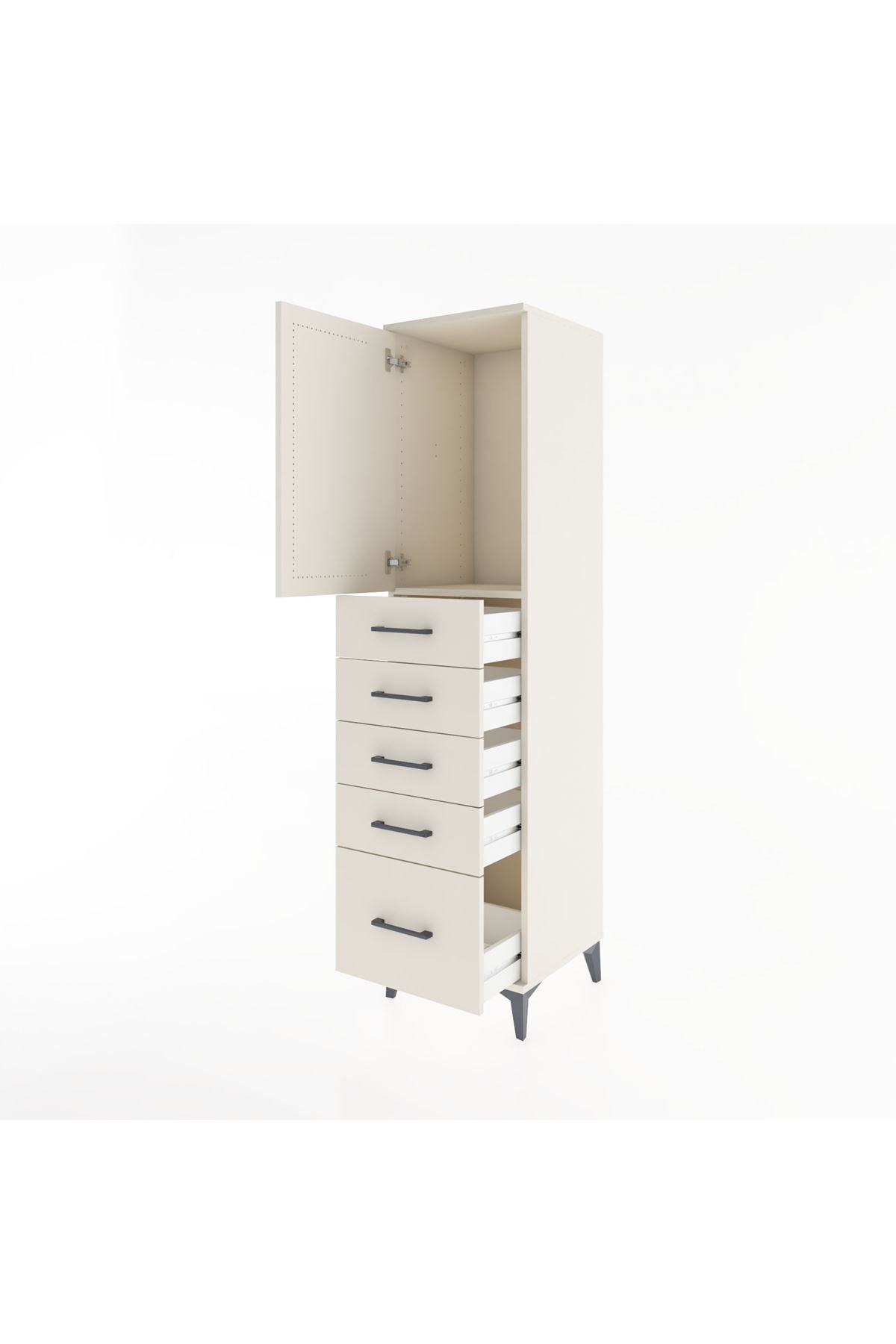 Hyperion Dolap Tek Raflı 5 Çekmeceli Tek Kapaklı 44x44x182 Aytaşı-Aytaşı