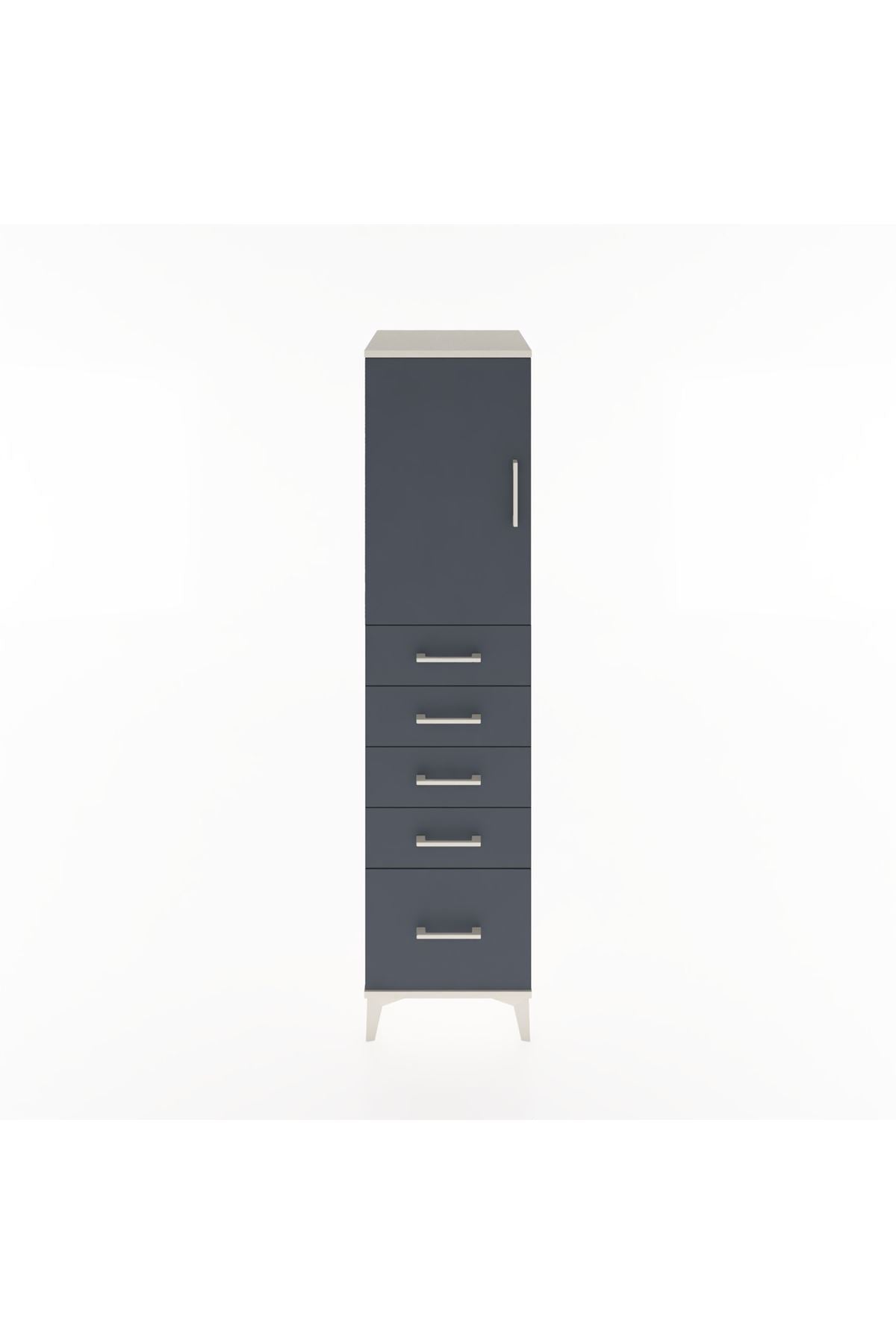 Hyperion Dolap Tek Raflı 5 Çekmeceli Tek Kapaklı 44x44x182 Aytaşı-Antrasit