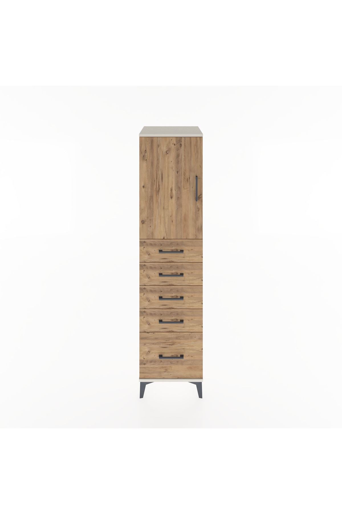 Hyperion Dolap Tek Raflı 5 Çekmeceli Tek Kapaklı 44x44x182 Aytaşı-Çam
