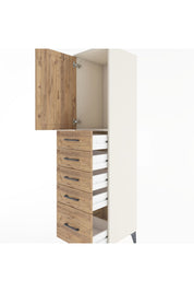 Hyperion Dolap Tek Raflı 5 Çekmeceli Tek Kapaklı 44x44x182 Aytaşı-Çam