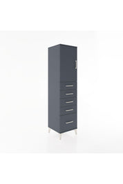 Hyperion Dolap Tek Raflı 5 Çekmeceli Tek Kapaklı 44x44x182 Antrasit-Antrasit