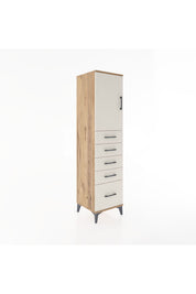 Hyperion Dolap Tek Raflı 5 Çekmeceli Tek Kapaklı 44x44x182 Çam-Aytaşı