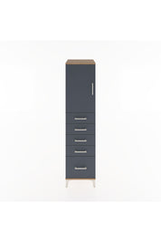 Hyperion Dolap Tek Raflı 5 Çekmeceli Tek Kapaklı 44x44x182 Çam-Antrasit