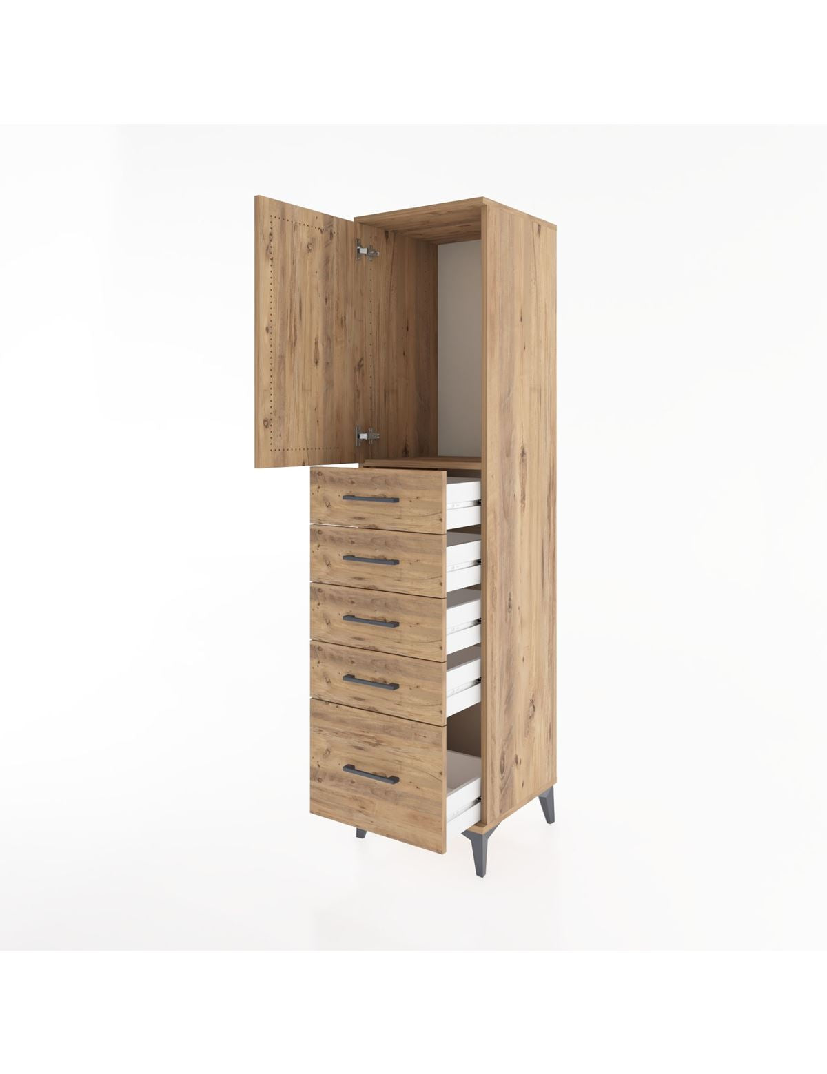Hyperion Dolap Tek Raflı 5 Çekmeceli Tek Kapaklı 44x44x182 - S55M012V9B