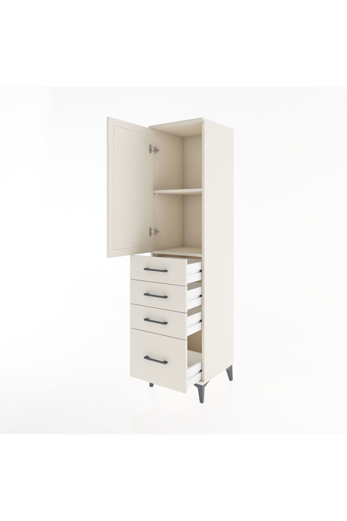 Hyperion Dolap 2 Raflı 4 Çekmeceli Tek Kapaklı 44x44x182 Aytaşı-Aytaşı