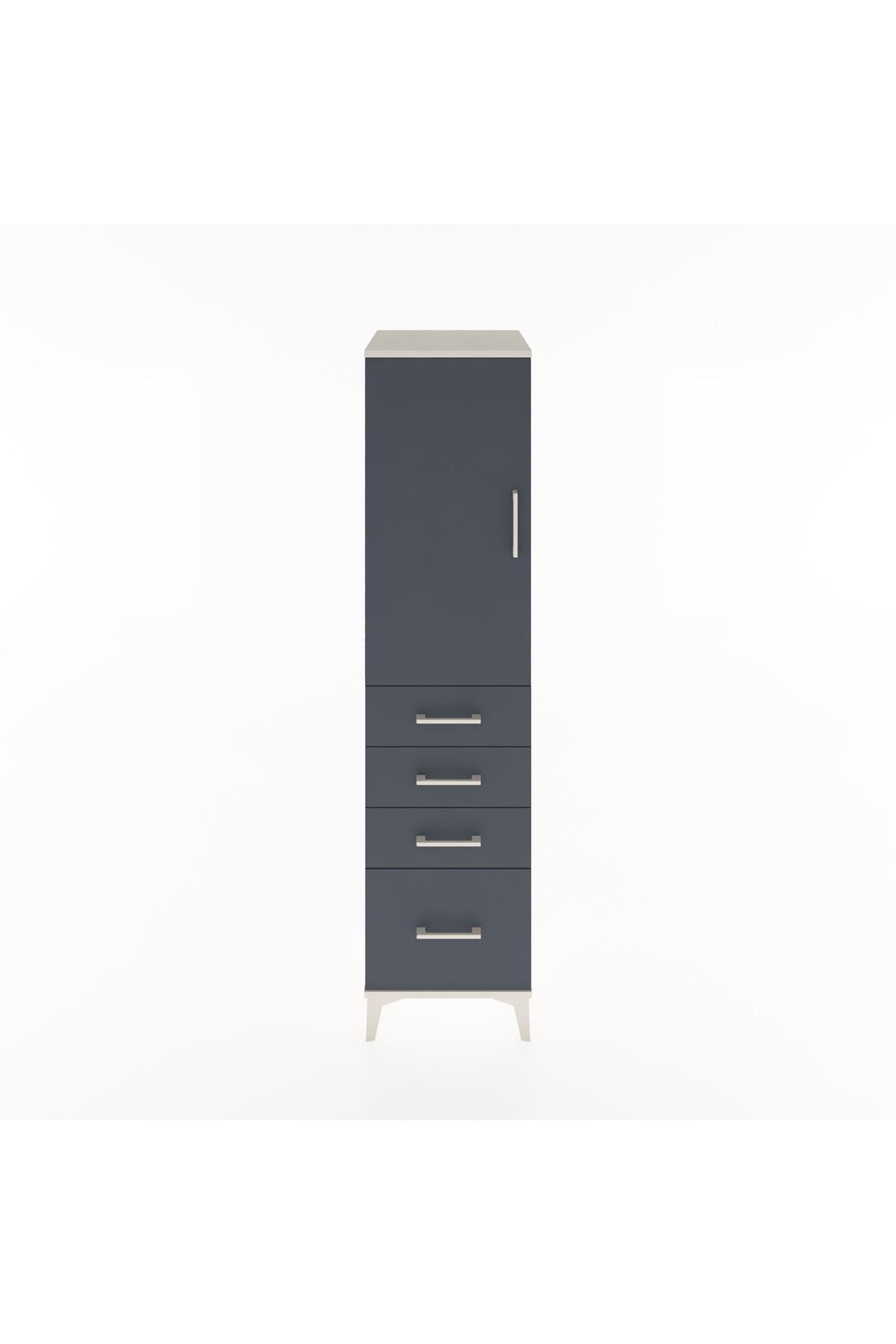 Hyperion Dolap 2 Raflı 4 Çekmeceli Tek Kapaklı 44x44x182 Aytaşı-Antrasit