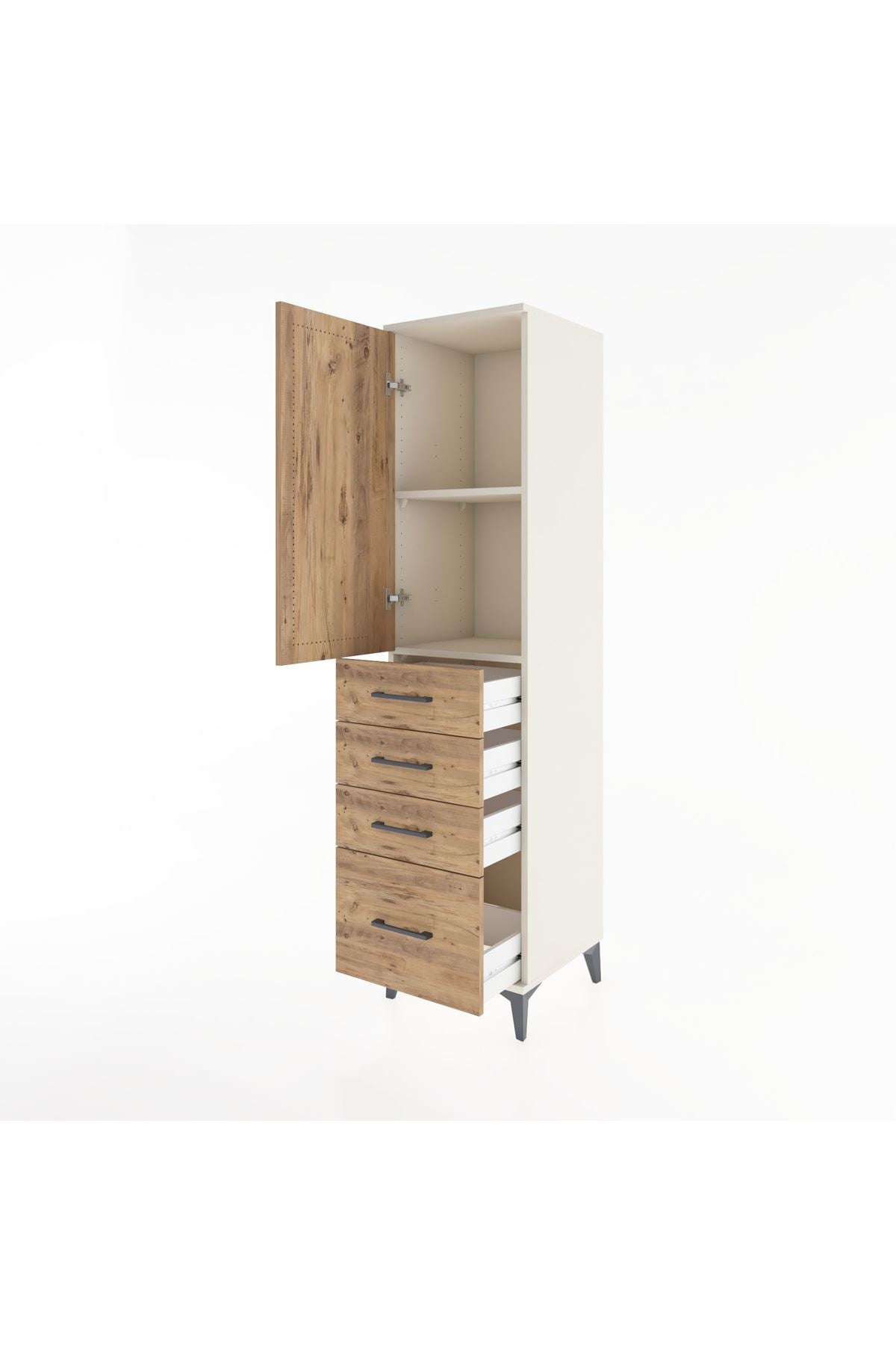 Hyperion Dolap 2 Raflı 4 Çekmeceli Tek Kapaklı 44x44x182 Aytaşı-Çam