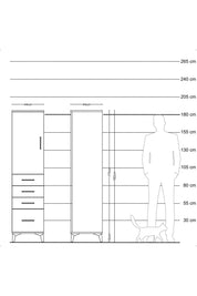 Hyperion Dolap 2 Raflı 4 Çekmeceli Tek Kapaklı 44x44x182 Aytaşı-Çam