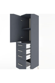 Hyperion Dolap 2 Raflı 4 Çekmeceli Tek Kapaklı 44x44x182 Antrasit-Antrasit