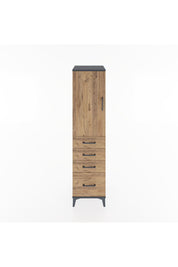 Hyperion Dolap 2 Raflı 4 Çekmeceli Tek Kapaklı 44x44x182 Antrasit-Çam