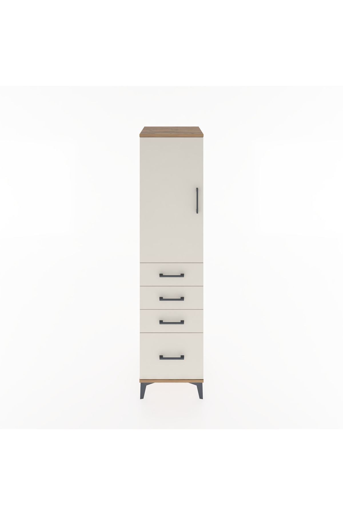 Hyperion Dolap 2 Raflı 4 Çekmeceli Tek Kapaklı 44x44x182 Çam-Aytaşı