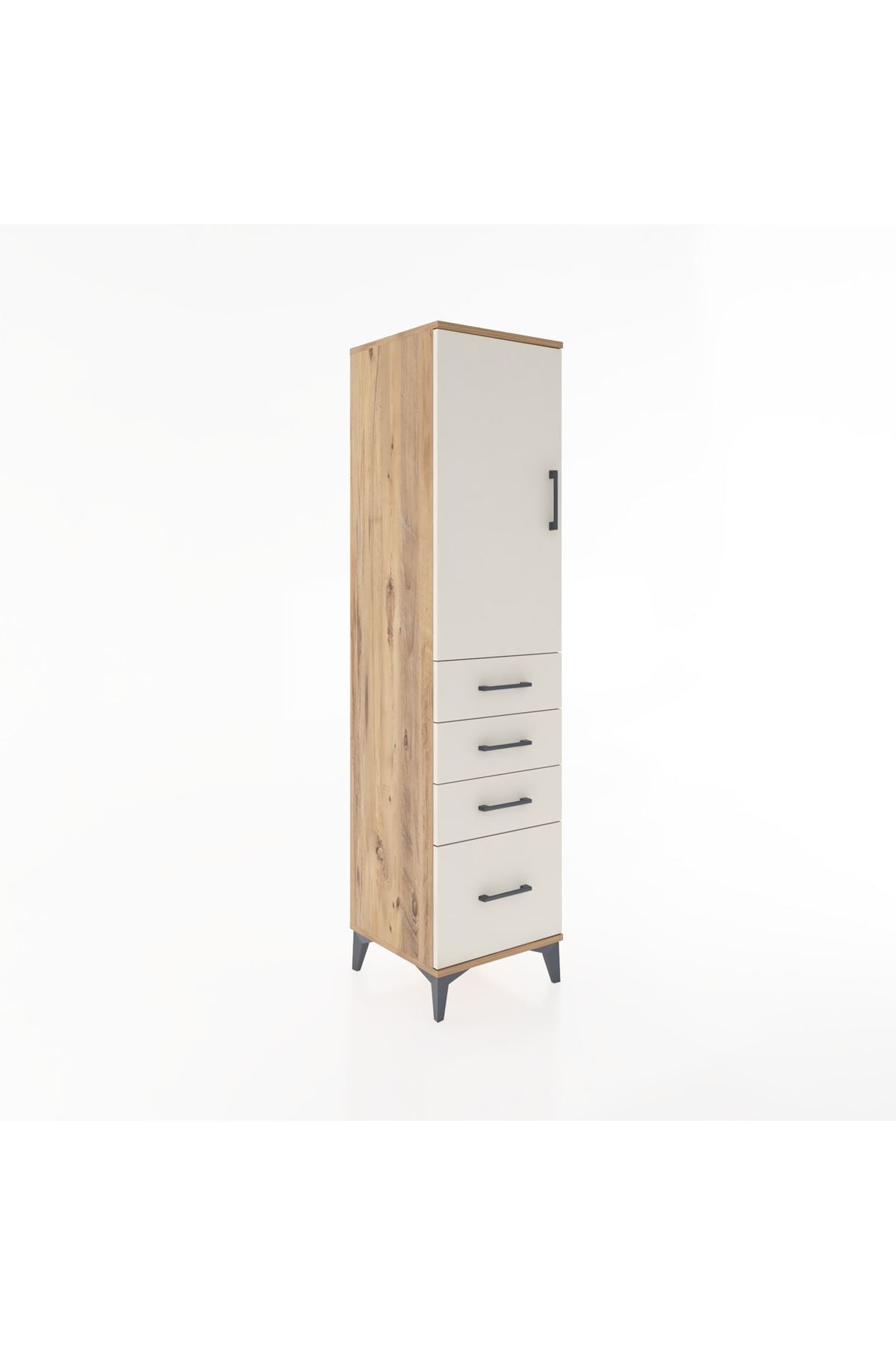 Hyperion Dolap 2 Raflı 4 Çekmeceli Tek Kapaklı 44x44x182 Çam-Aytaşı