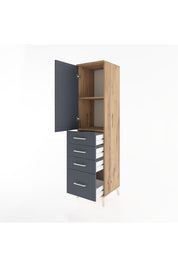 Hyperion Dolap 2 Raflı 4 Çekmeceli Tek Kapaklı 44x44x182 Çam-Antrasit