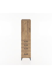 Hyperion Dolap 2 Raflı 4 Çekmeceli Tek Kapaklı 44x44x182 Çam-Çam