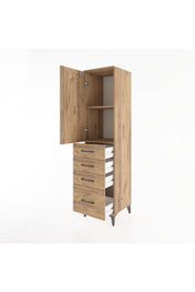 Hyperion Dolap 2 Raflı 4 Çekmeceli Tek Kapaklı 44x44x182 Çam-Çam