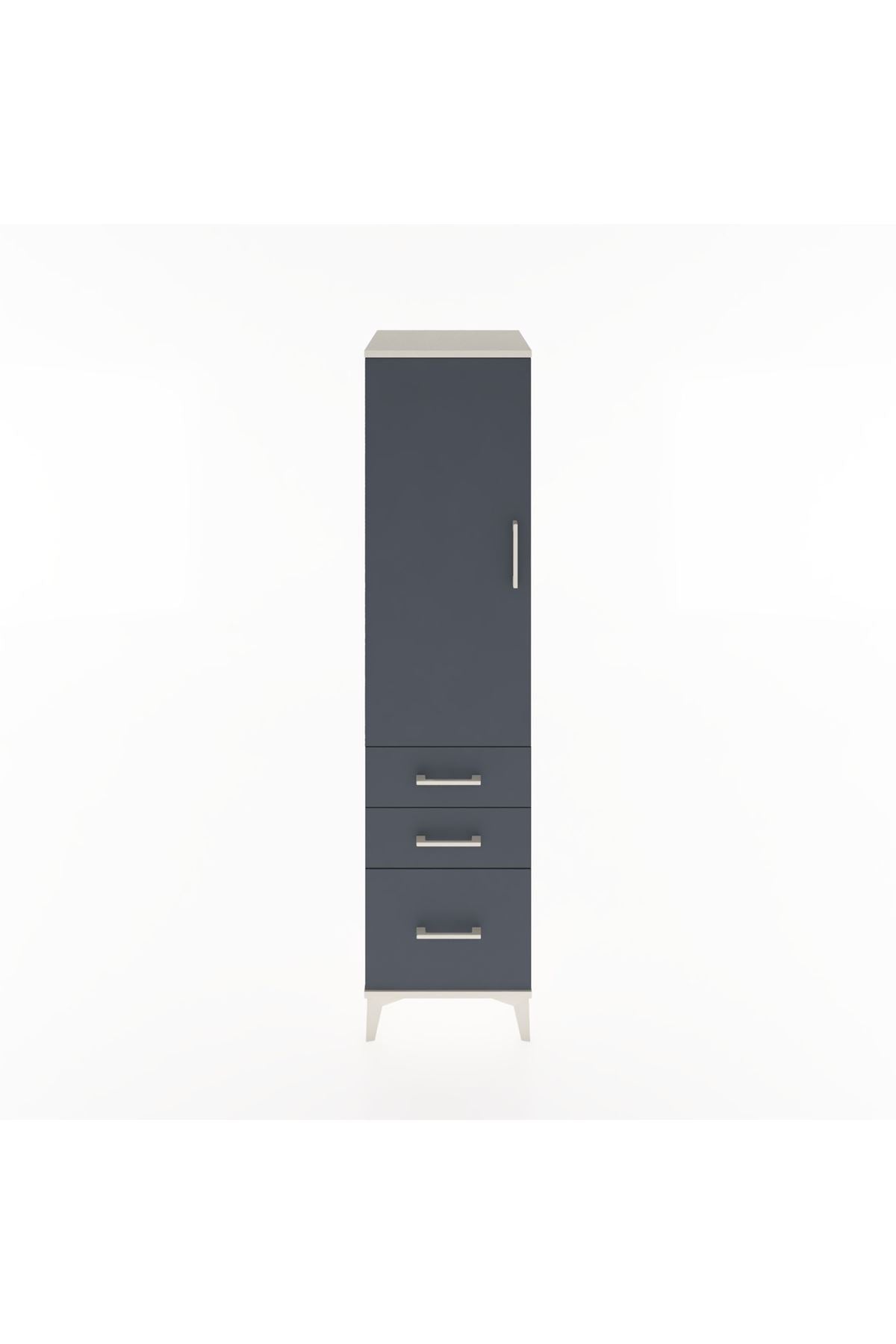 Hyperion Dolap 2 Raflı 3 Çekmeceli Tek Kapaklı 44x44x182 Aytaşı-Antrasit